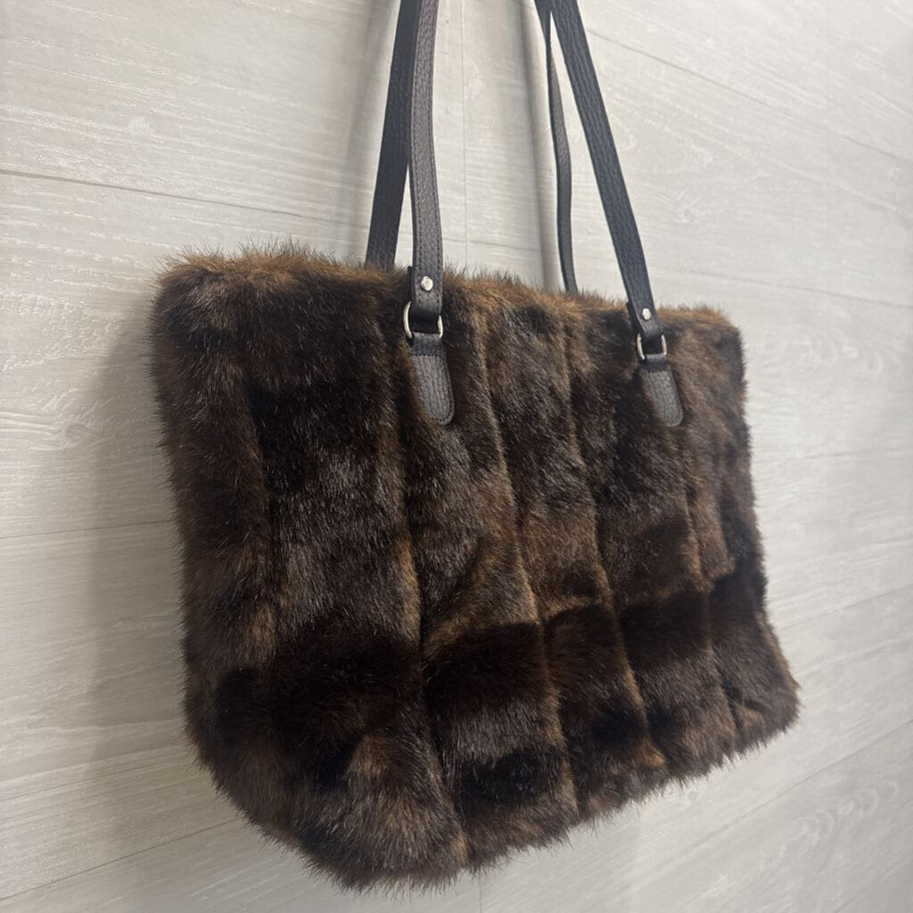 Brown Faux Fur Shoulder Purse