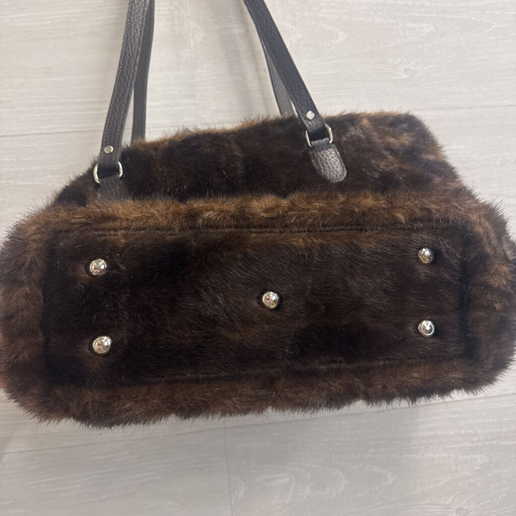 Brown Faux Fur Shoulder Purse