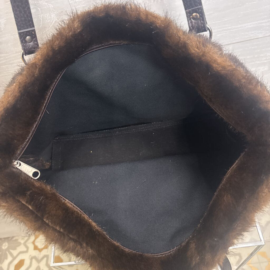 Brown Faux Fur Shoulder Purse