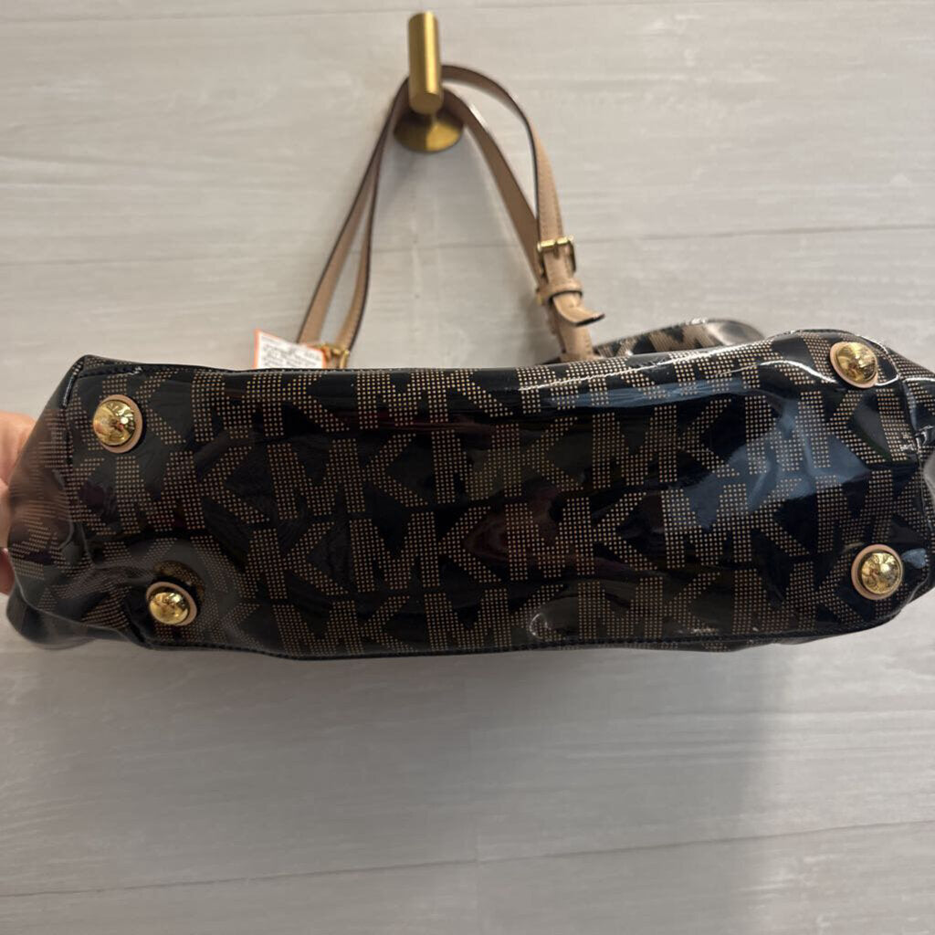 Michael Kors Black Signature Patent Logo Tote Purse