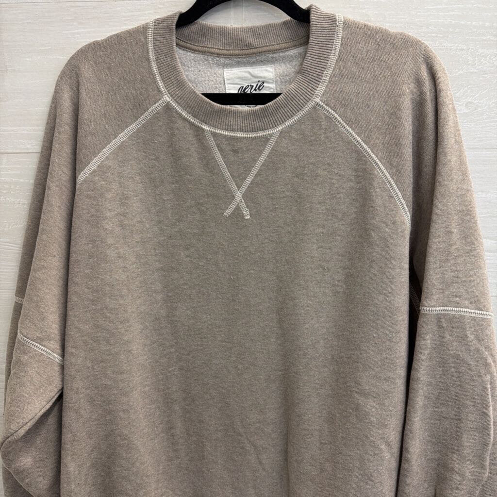 Aerie Beige Fleece Lined Long Sleeve Pullover Small