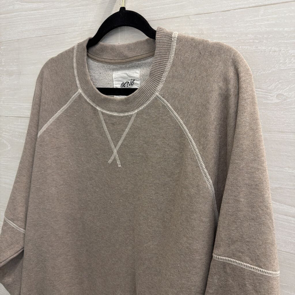 Aerie Beige Fleece Lined Long Sleeve Pullover Small
