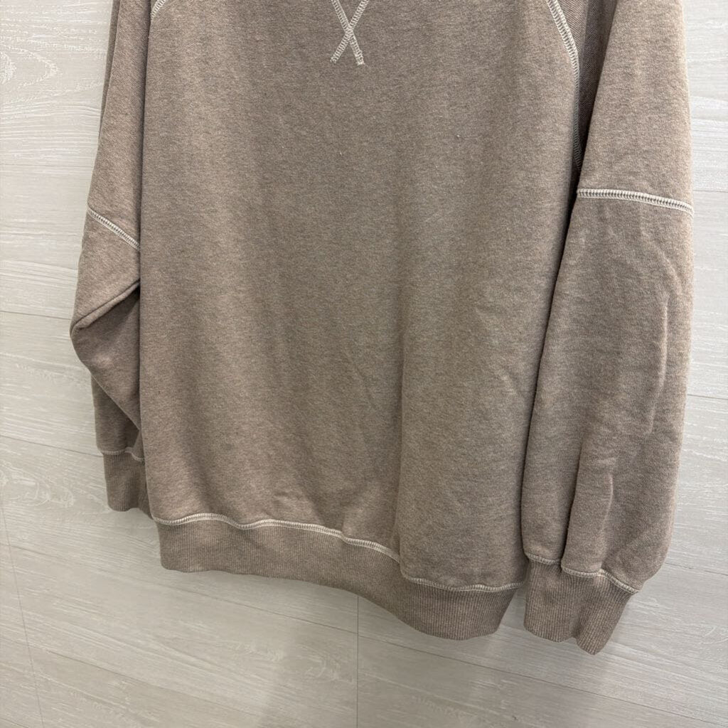 Aerie Beige Fleece Lined Long Sleeve Pullover Small