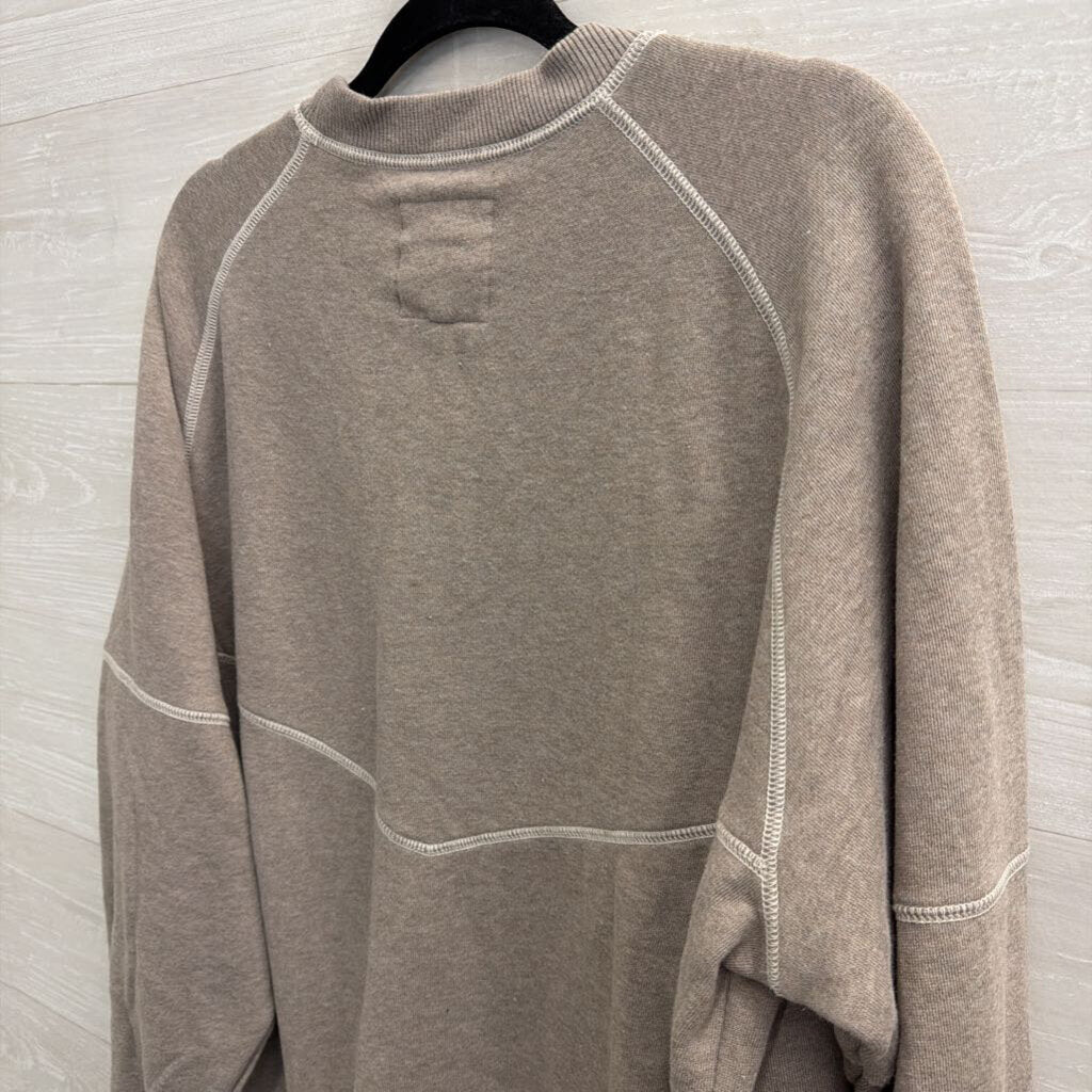Aerie Beige Fleece Lined Long Sleeve Pullover Small