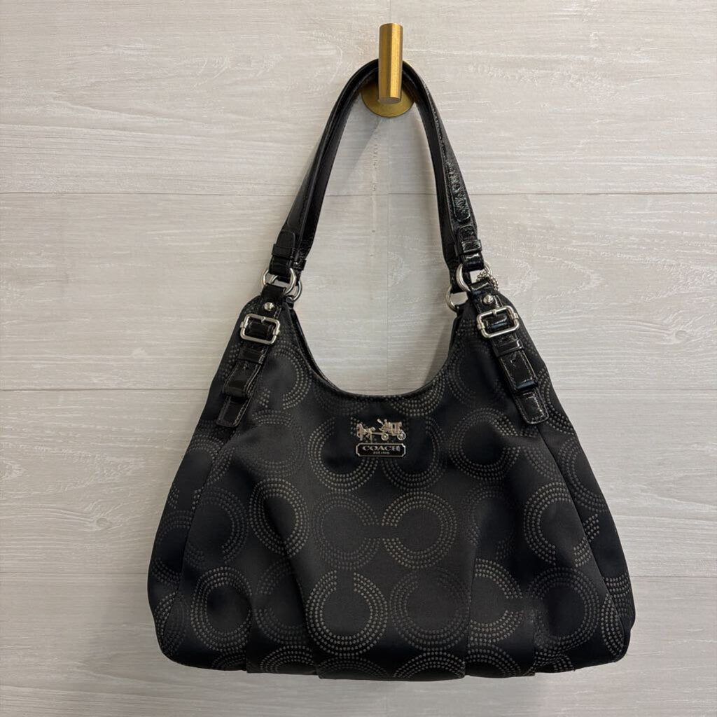 Coach Black Madison Maggie OP Art Shoulder Purse