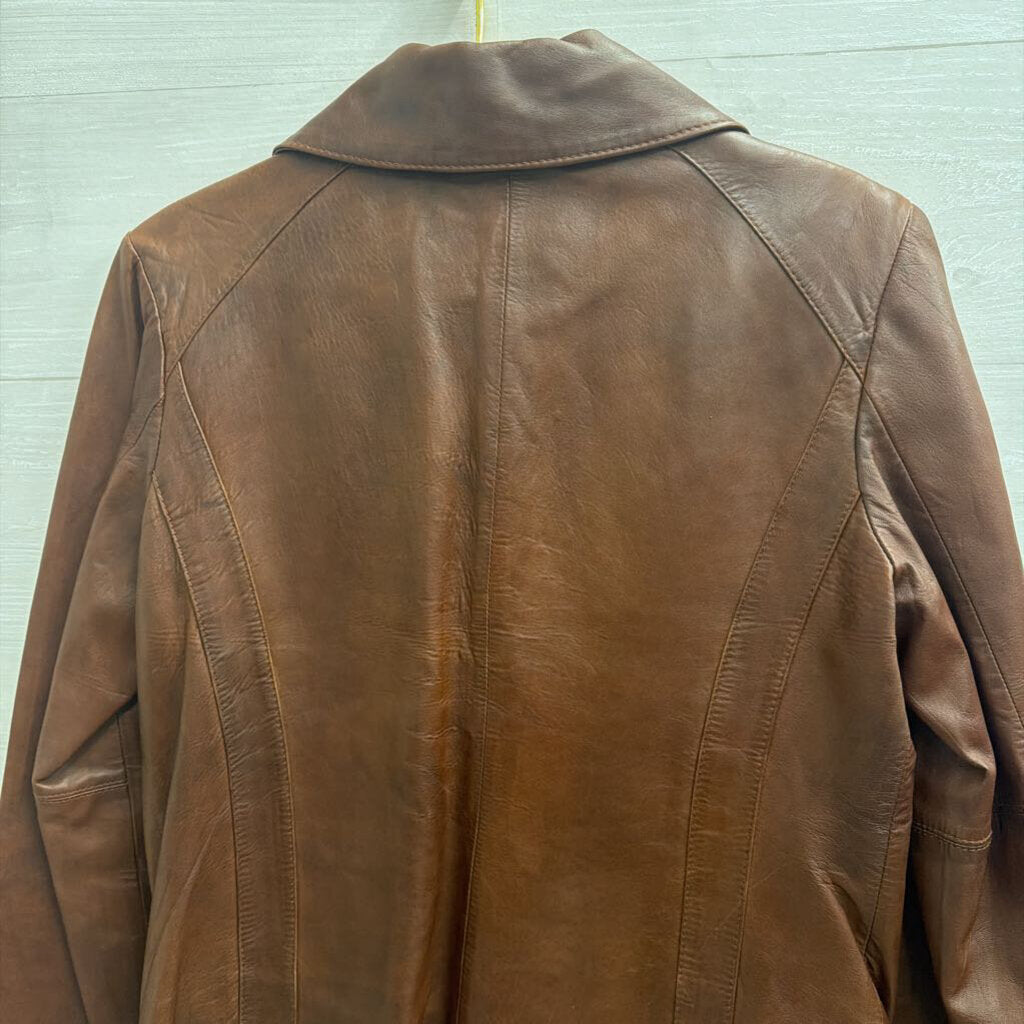 Vintage B Moss Brown Leather Zip Up Leather Jacket Large
