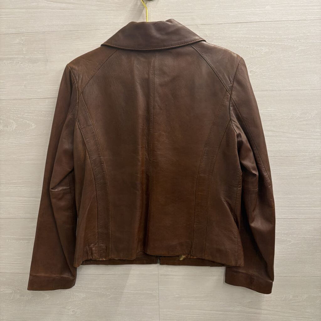 Vintage B Moss Brown Leather Zip Up Leather Jacket Large