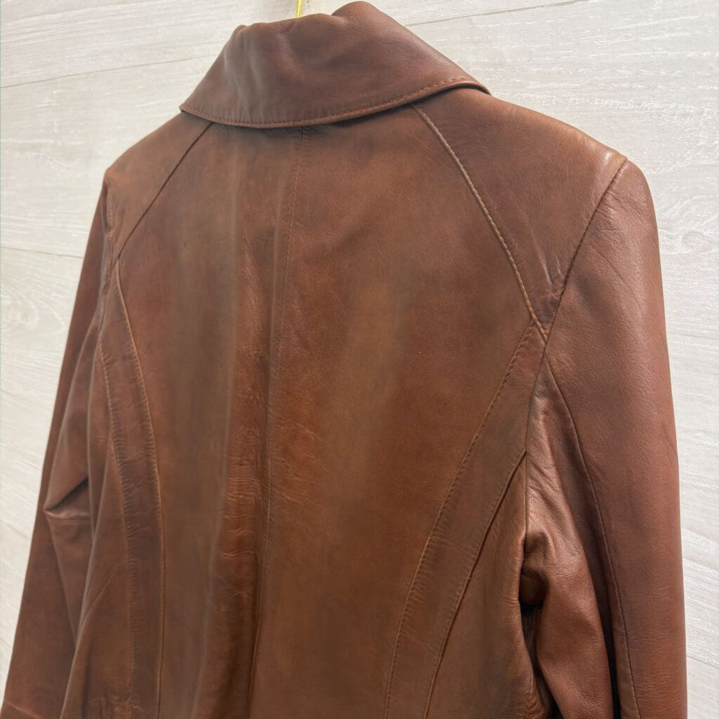 Vintage B Moss Brown Leather Zip Up Leather Jacket Large