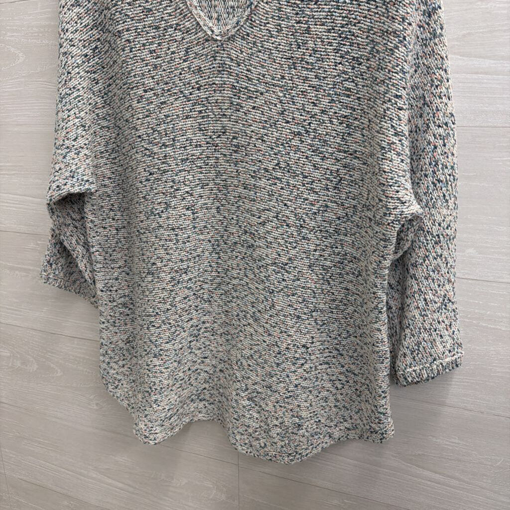 Chico's White/ Blue Knit Long Sleeve Sweater Large