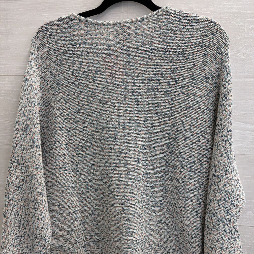 Chico's White/ Blue Knit Long Sleeve Sweater Large