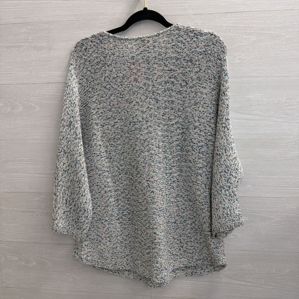 Chico's White/ Blue Knit Long Sleeve Sweater Large
