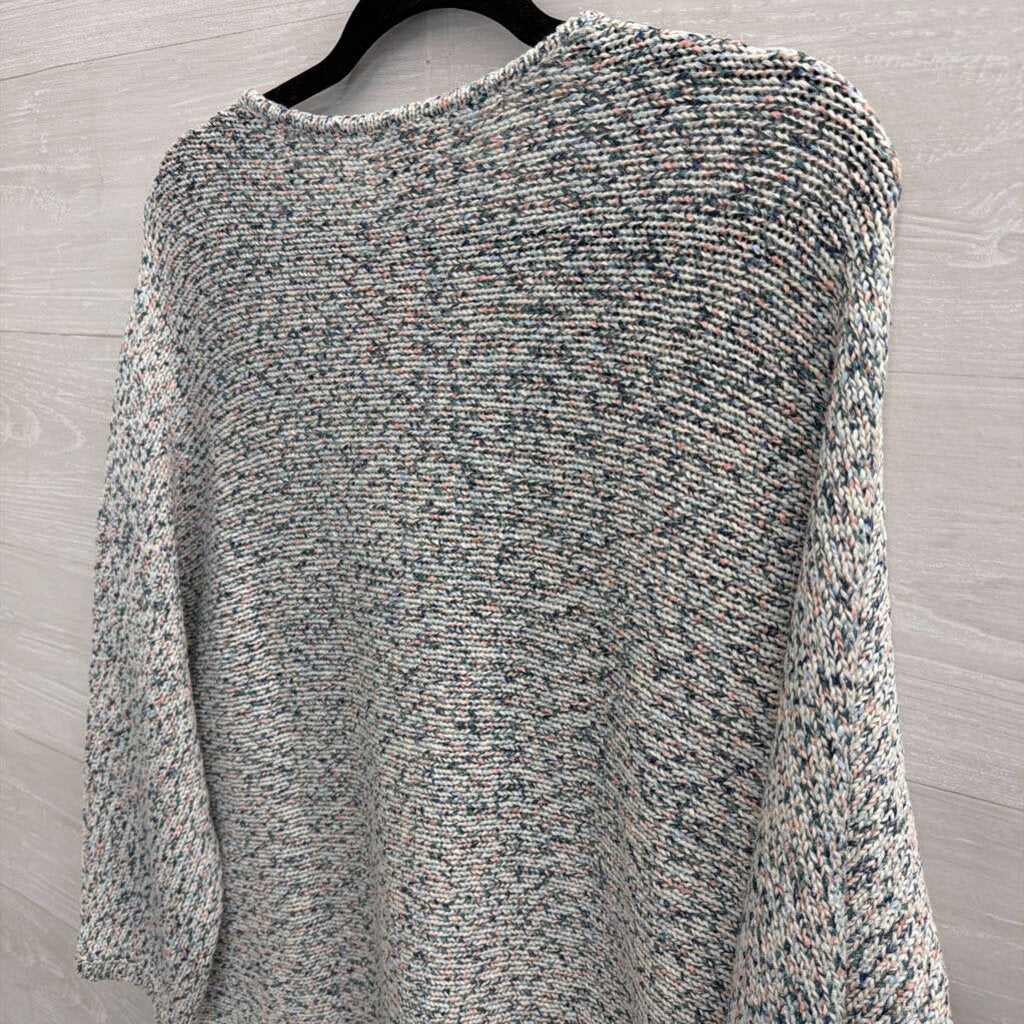 Chico's White/ Blue Knit Long Sleeve Sweater Large