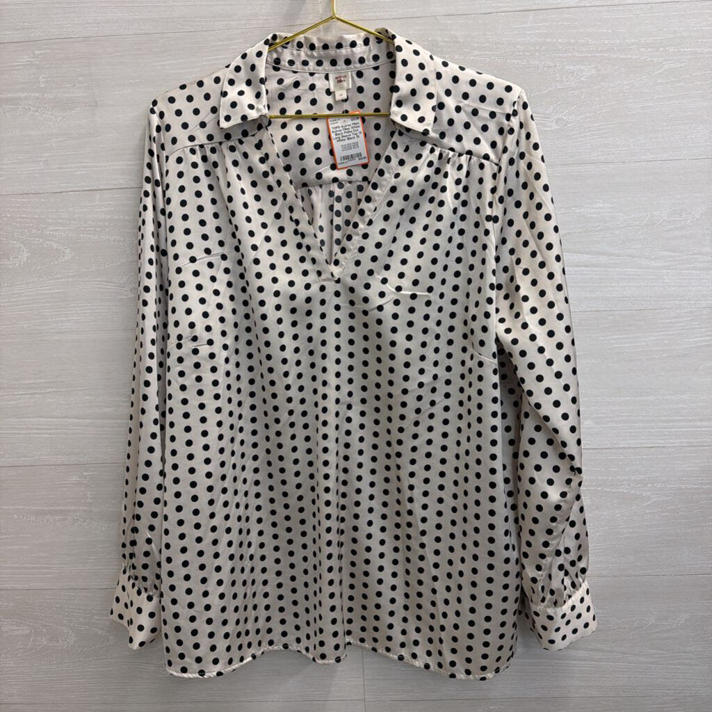 Autres Filles White/ Black Polka Dot Long Sleeve Top 1X
