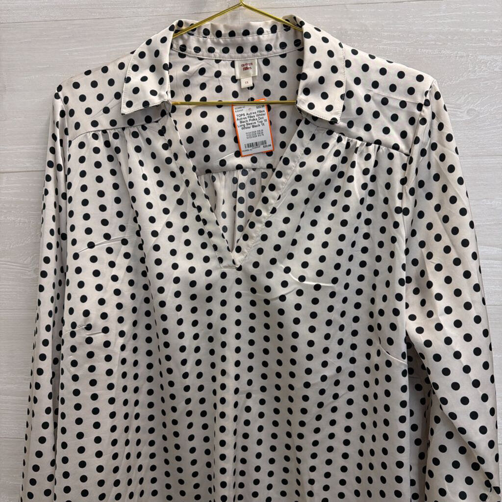 Autres Filles White/ Black Polka Dot Long Sleeve Top 1X