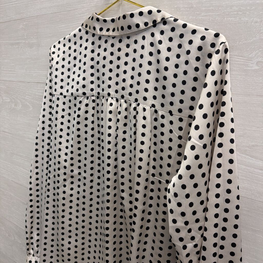 Autres Filles White/ Black Polka Dot Long Sleeve Top 1X