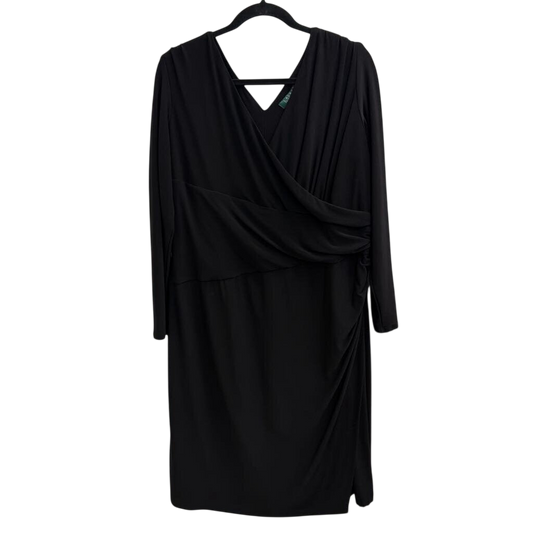 Ralph Lauren Black Long Sleeve V Neck Dress 18W