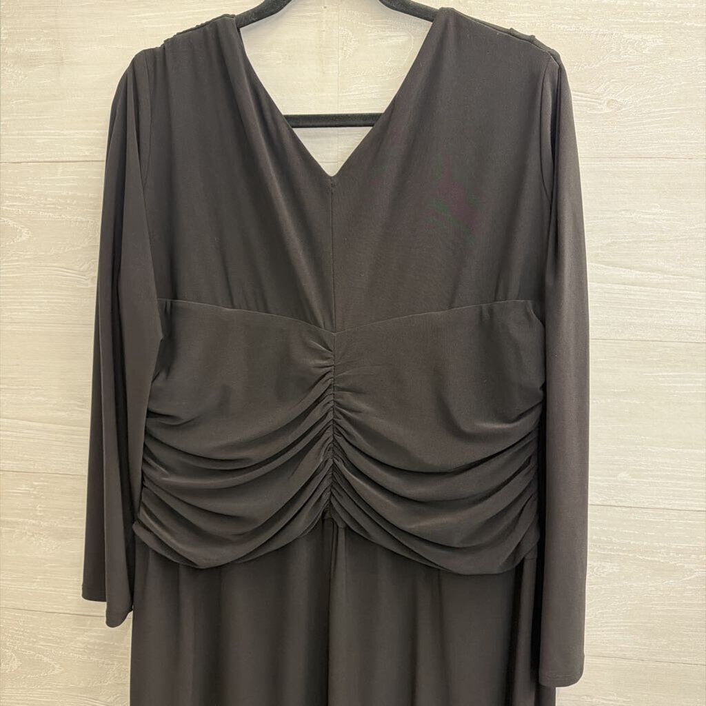Ralph Lauren Black Long Sleeve V Neck Dress 18W