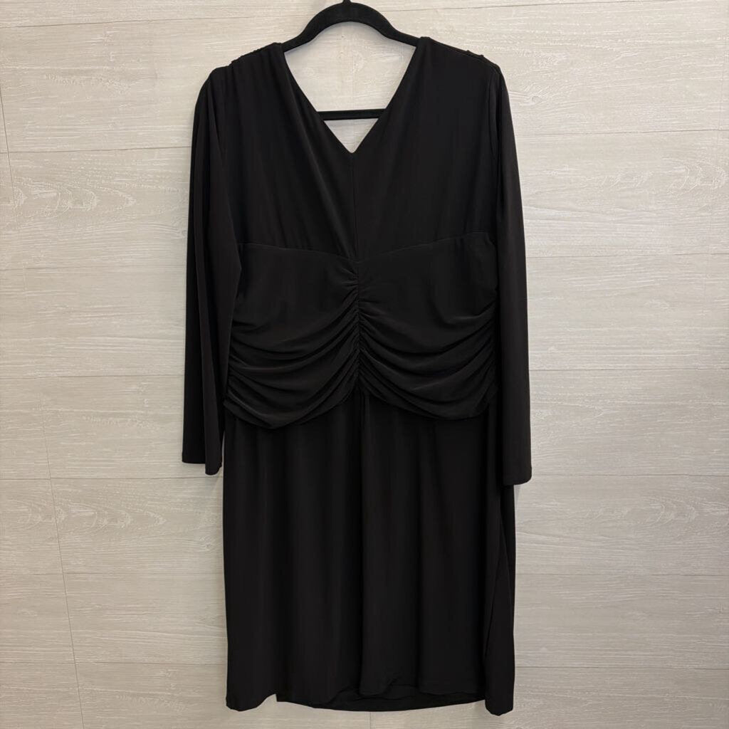 Ralph Lauren Black Long Sleeve V Neck Dress 18W