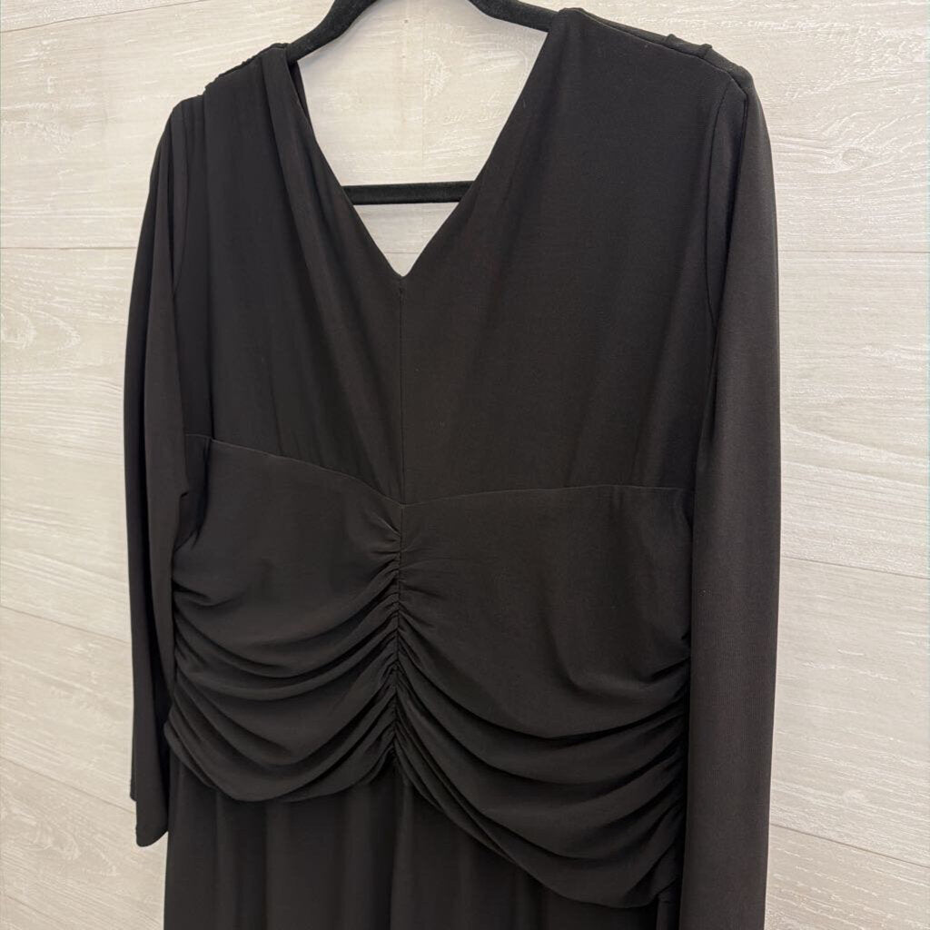 Ralph Lauren Black Long Sleeve V Neck Dress 18W