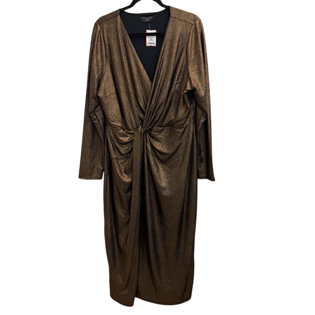 Lane Bryant Metallic Bronze Long Sleeve V Neck Dress 18/20
