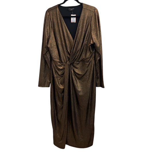 Lane Bryant Metallic Bronze Long Sleeve V Neck Dress 18/20