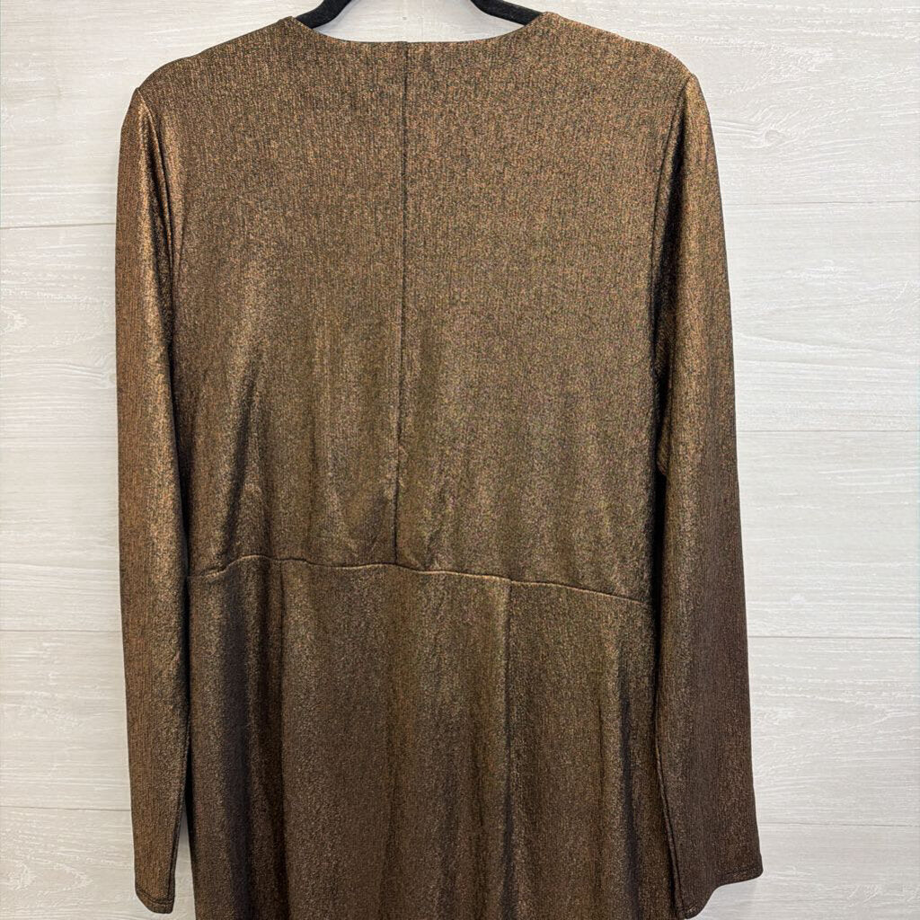 Lane Bryant Metallic Bronze Long Sleeve V Neck Dress 18/20