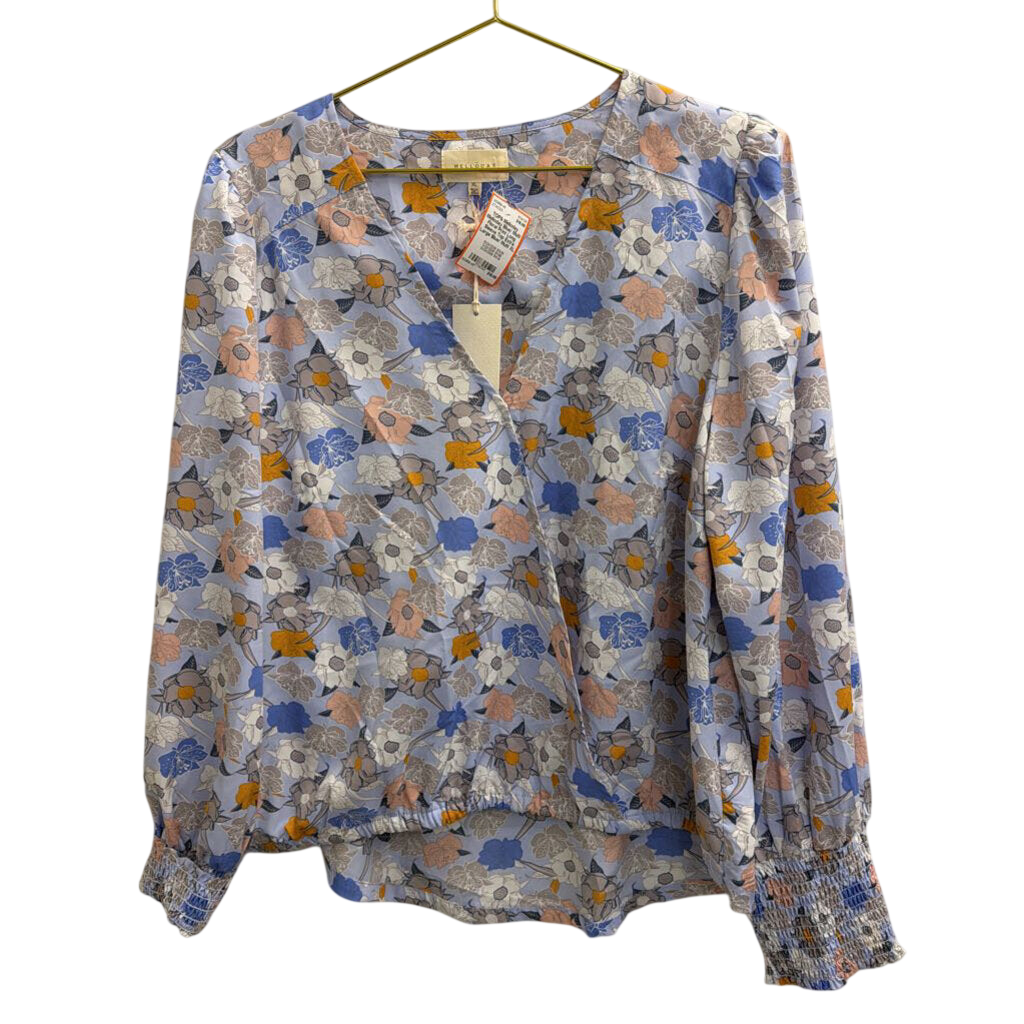 Melloday Blue/ Multi Floral Print Long Sleeve Top Extra Large