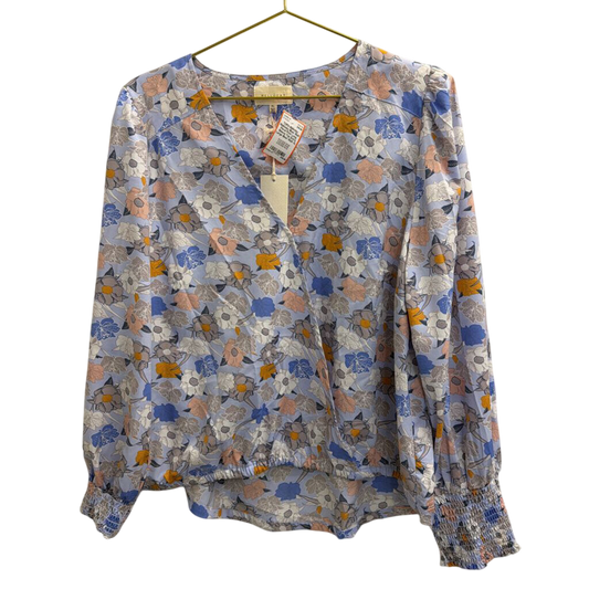 Melloday Blue/ Multi Floral Print Long Sleeve Top Extra Large