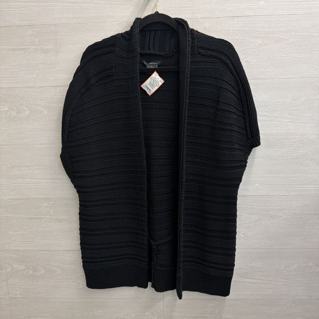 Armani Exchange Black Knit Short Sleeve Open Front Sweater Large