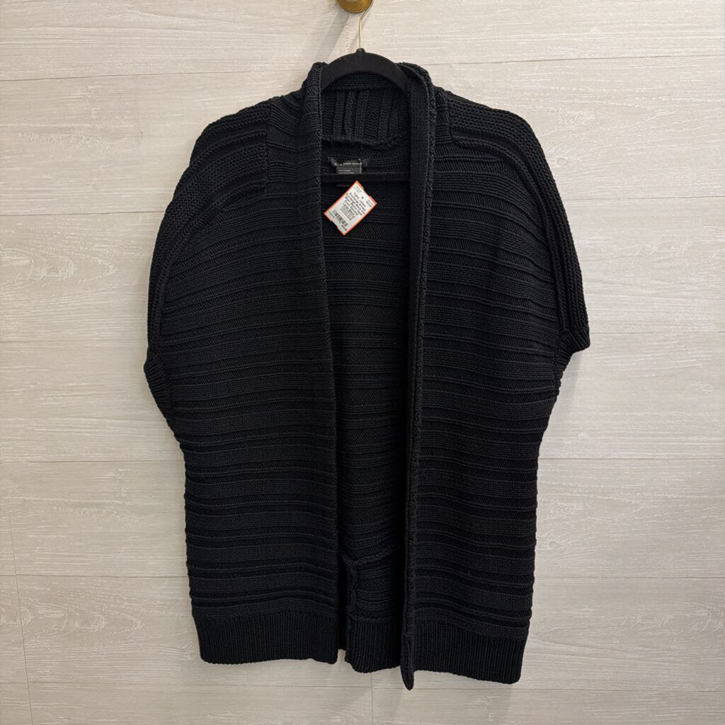 Armani Exchange Black Knit Short Sleeve Open Front Sweater Large