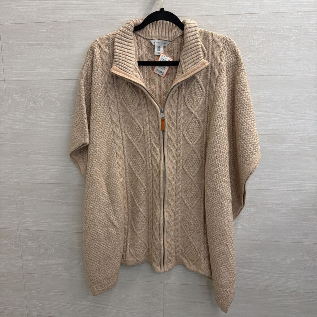 Cupcakes and Cashmere Beige Knit Zip Up Boxy Sweater Medium/ Large