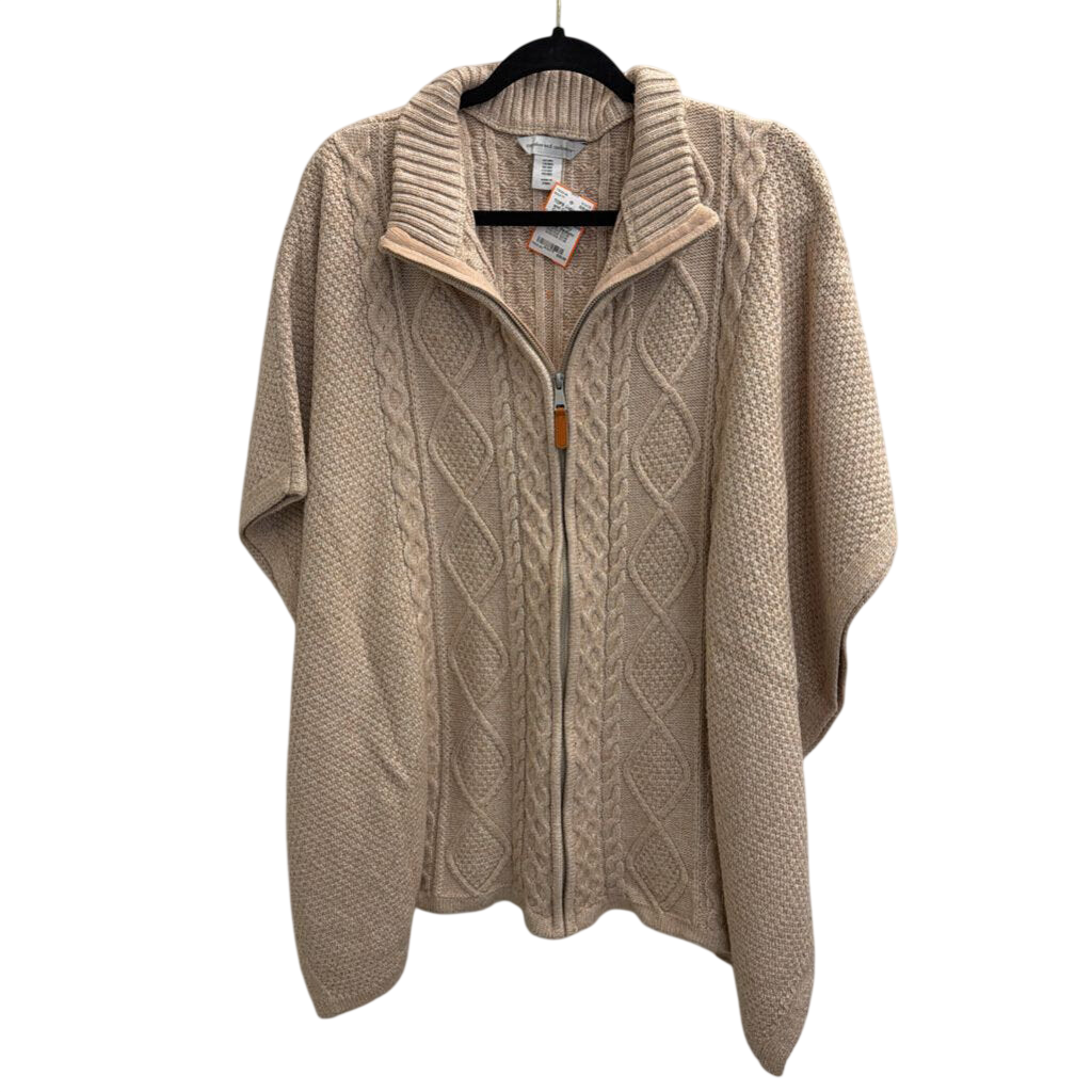 Cupcakes and Cashmere Beige Knit Zip Up Boxy Sweater Medium/ Large
