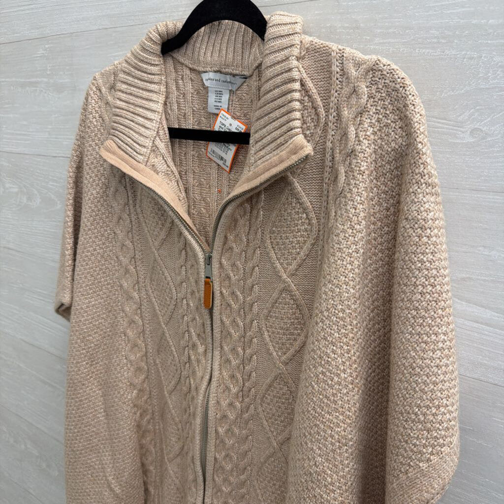 Cupcakes and Cashmere Beige Knit Zip Up Boxy Sweater Medium/ Large