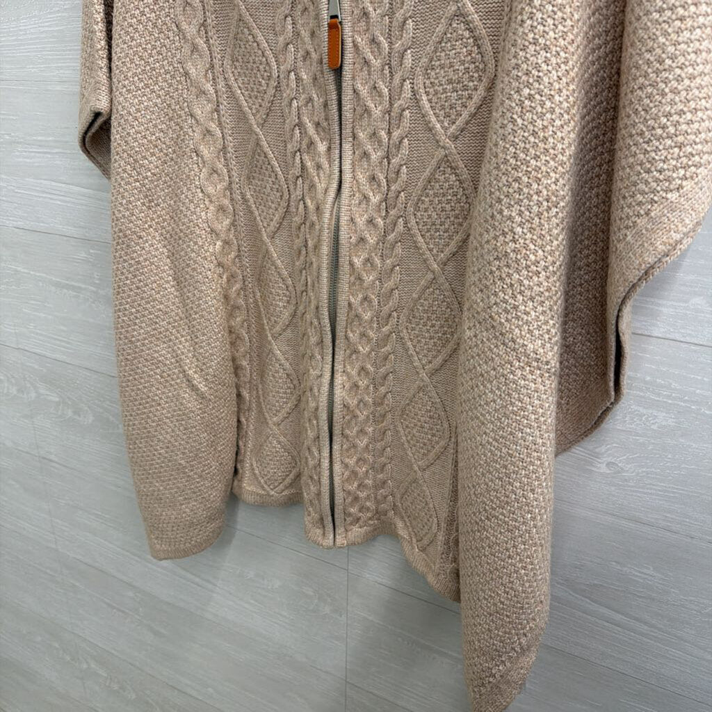 Cupcakes and Cashmere Beige Knit Zip Up Boxy Sweater Medium/ Large