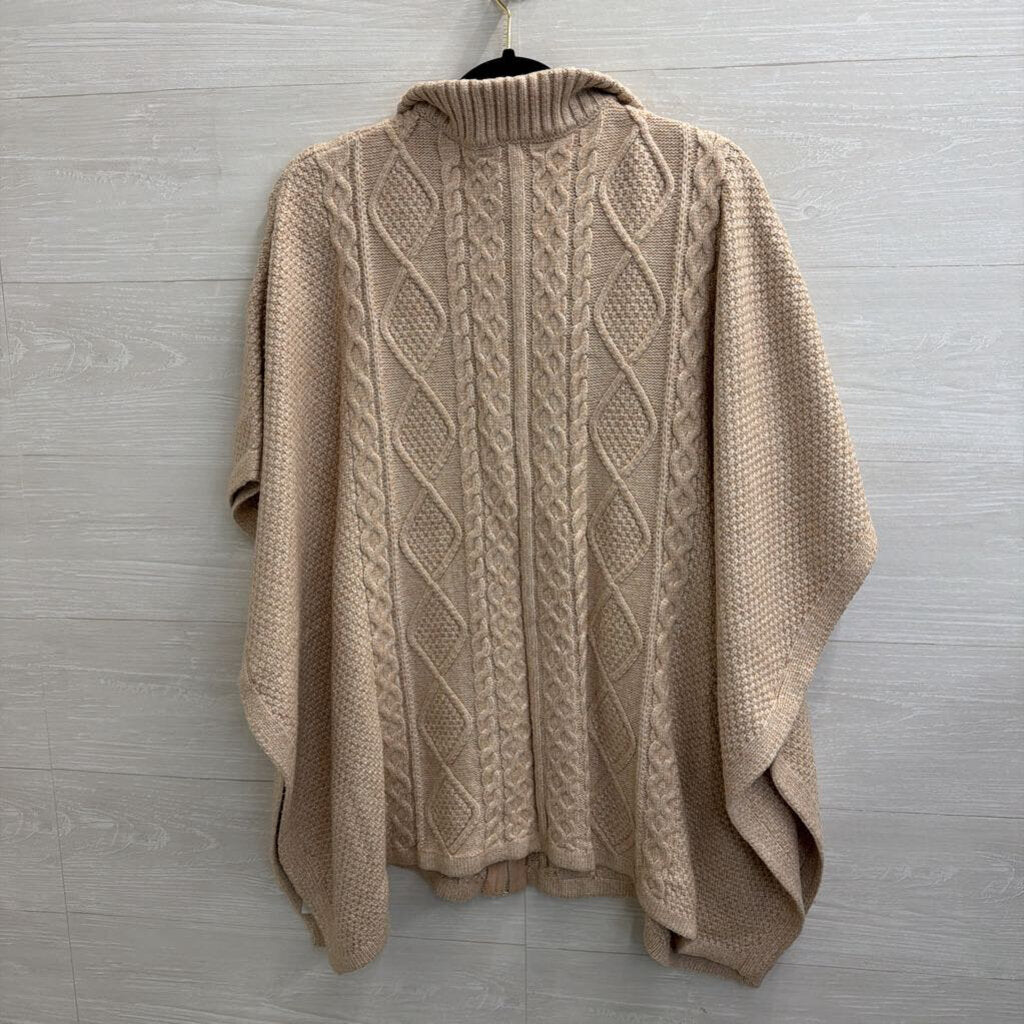 Cupcakes and Cashmere Beige Knit Zip Up Boxy Sweater Medium/ Large