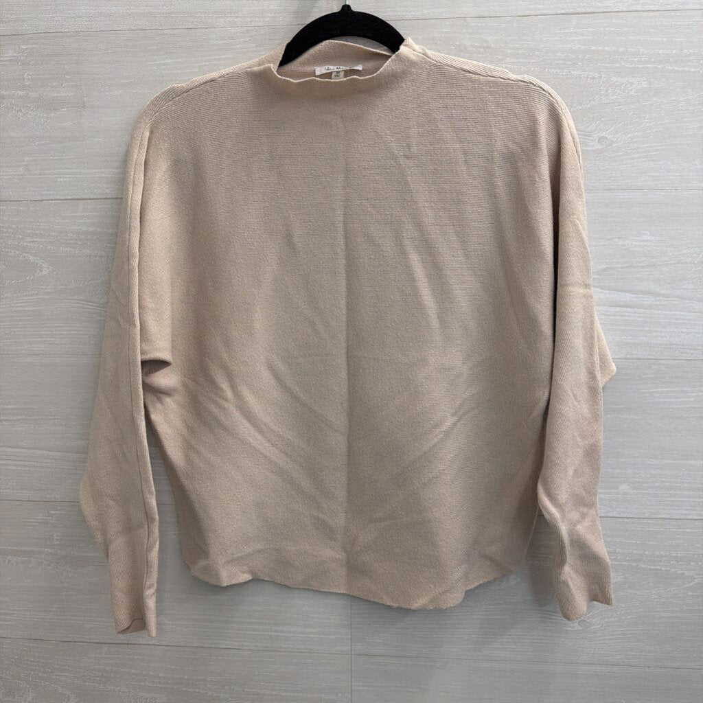 Vila Milano Beige Knit Mock Neck Long Sleeve Top Medium