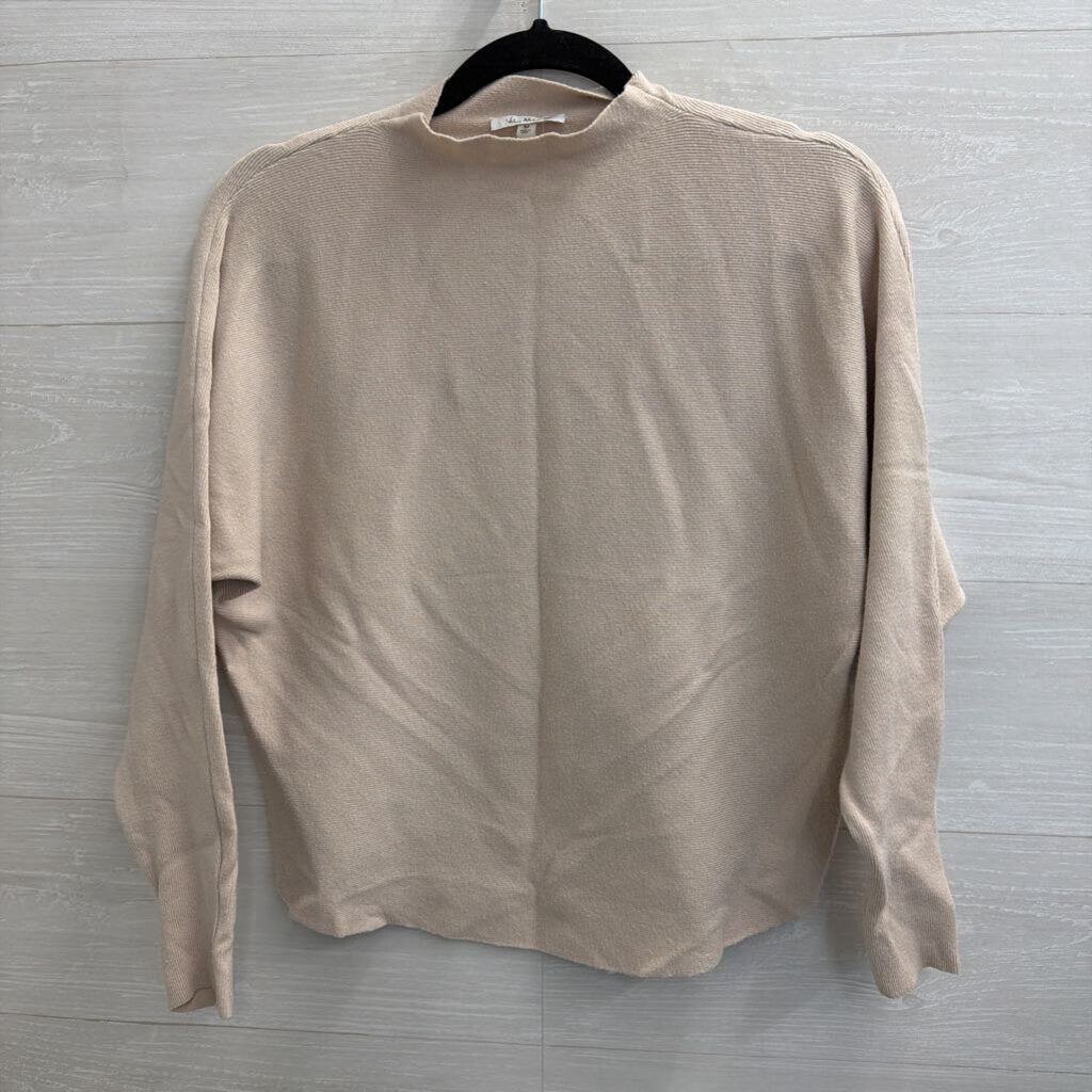 Vila Milano Beige Knit Mock Neck Long Sleeve Top Medium