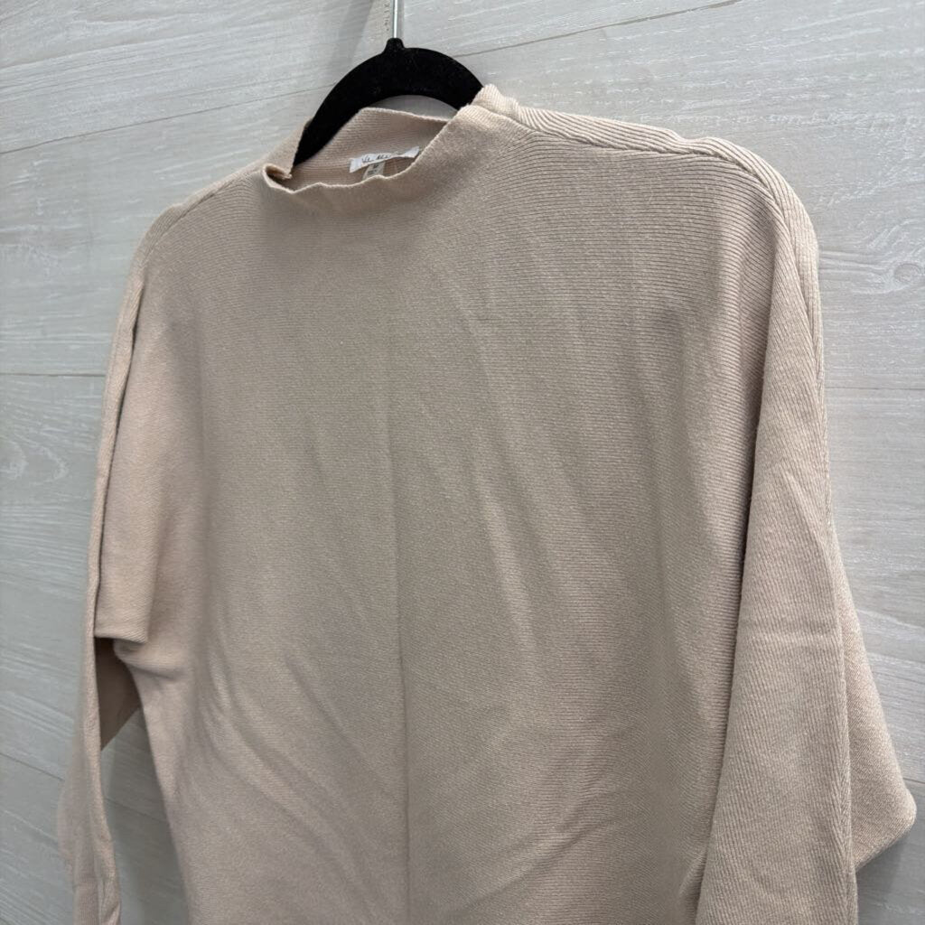 Vila Milano Beige Knit Mock Neck Long Sleeve Top Medium