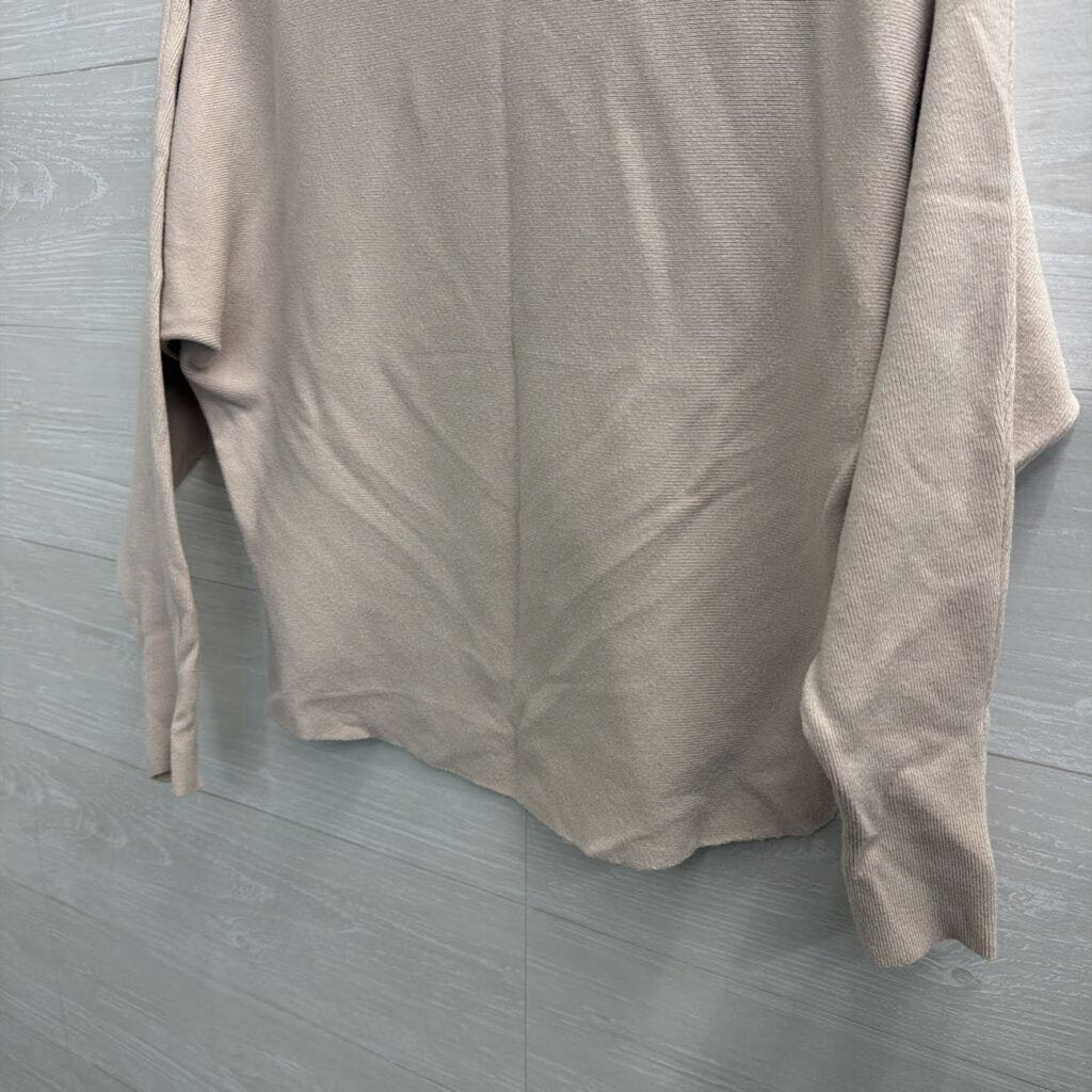 Vila Milano Beige Knit Mock Neck Long Sleeve Top Medium