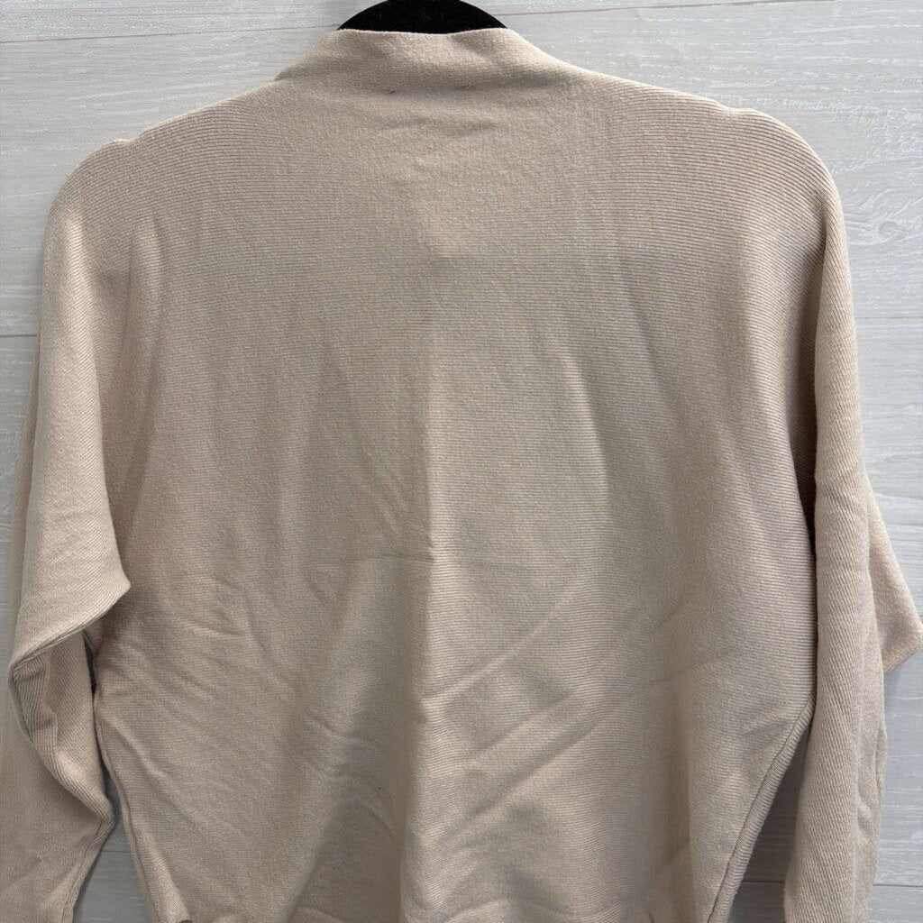Vila Milano Beige Knit Mock Neck Long Sleeve Top Medium