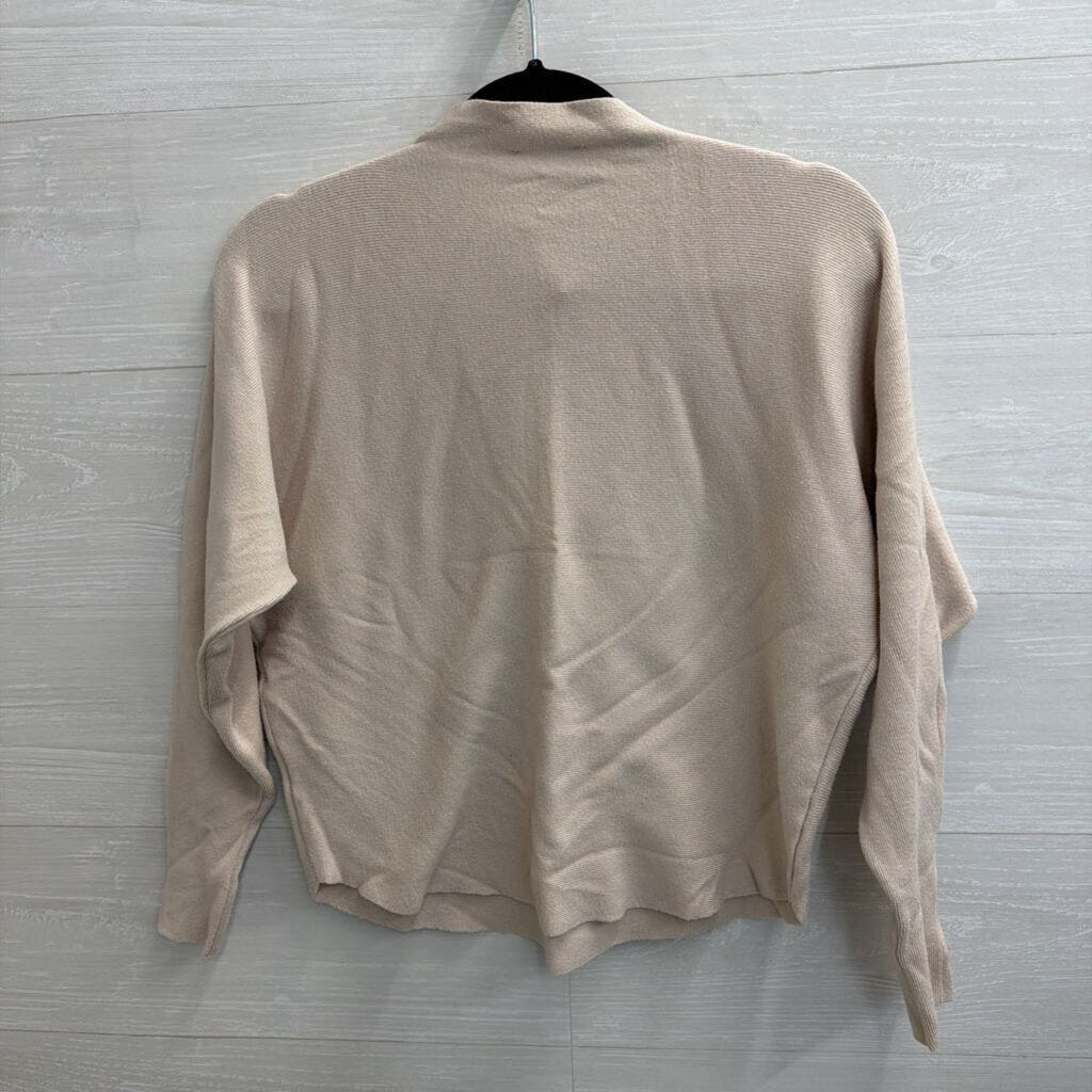 Vila Milano Beige Knit Mock Neck Long Sleeve Top Medium