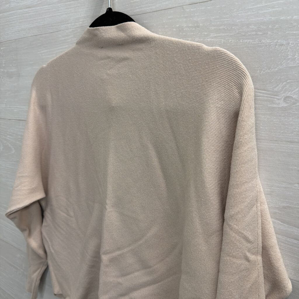 Vila Milano Beige Knit Mock Neck Long Sleeve Top Medium