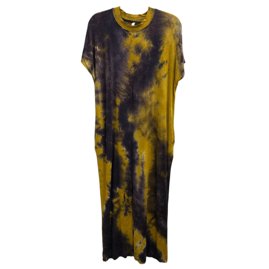 Wishlist Yellow/ Grey Tie Dye Short Sleeve Maxi Dress Medium
