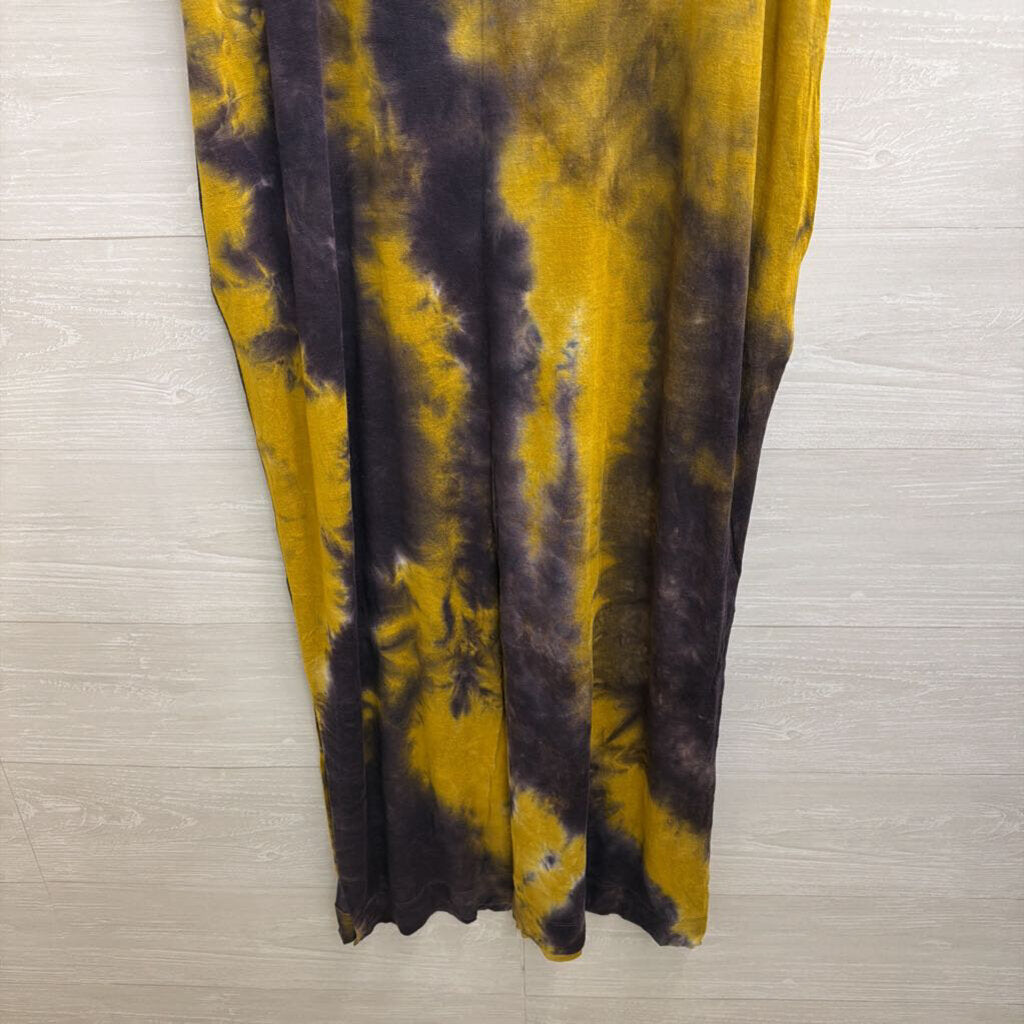 Wishlist Yellow/ Grey Tie Dye Short Sleeve Maxi Dress Medium