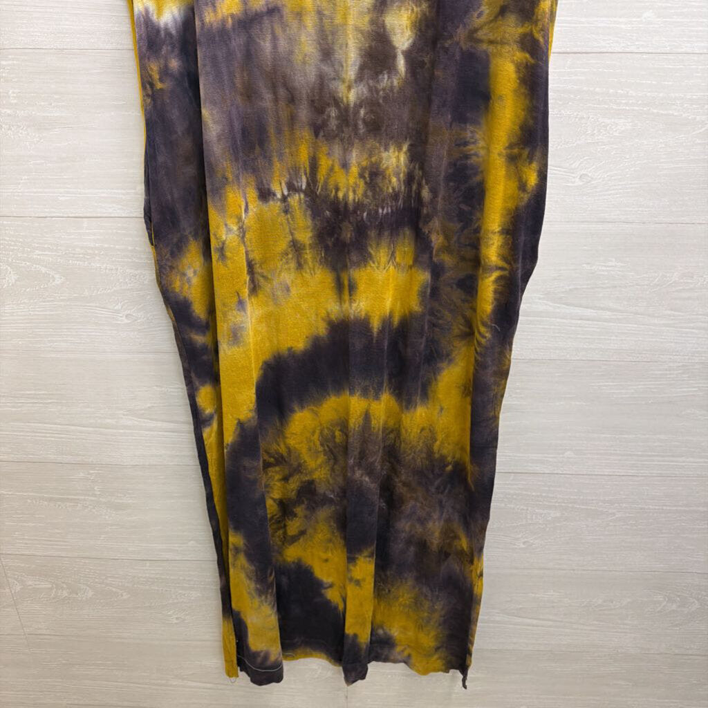 Wishlist Yellow/ Grey Tie Dye Short Sleeve Maxi Dress Medium