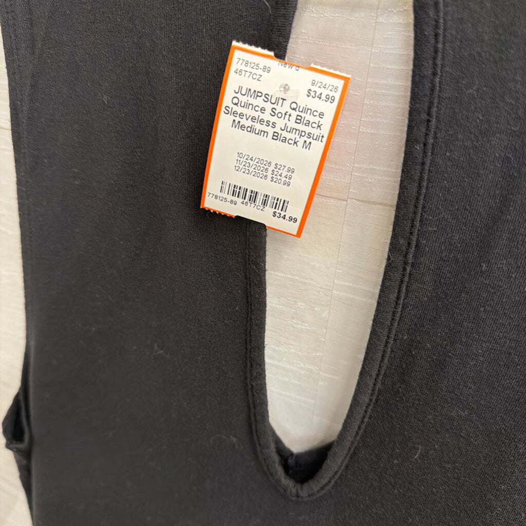 Quince Soft Black Sleeveless Jumpsuit Medium