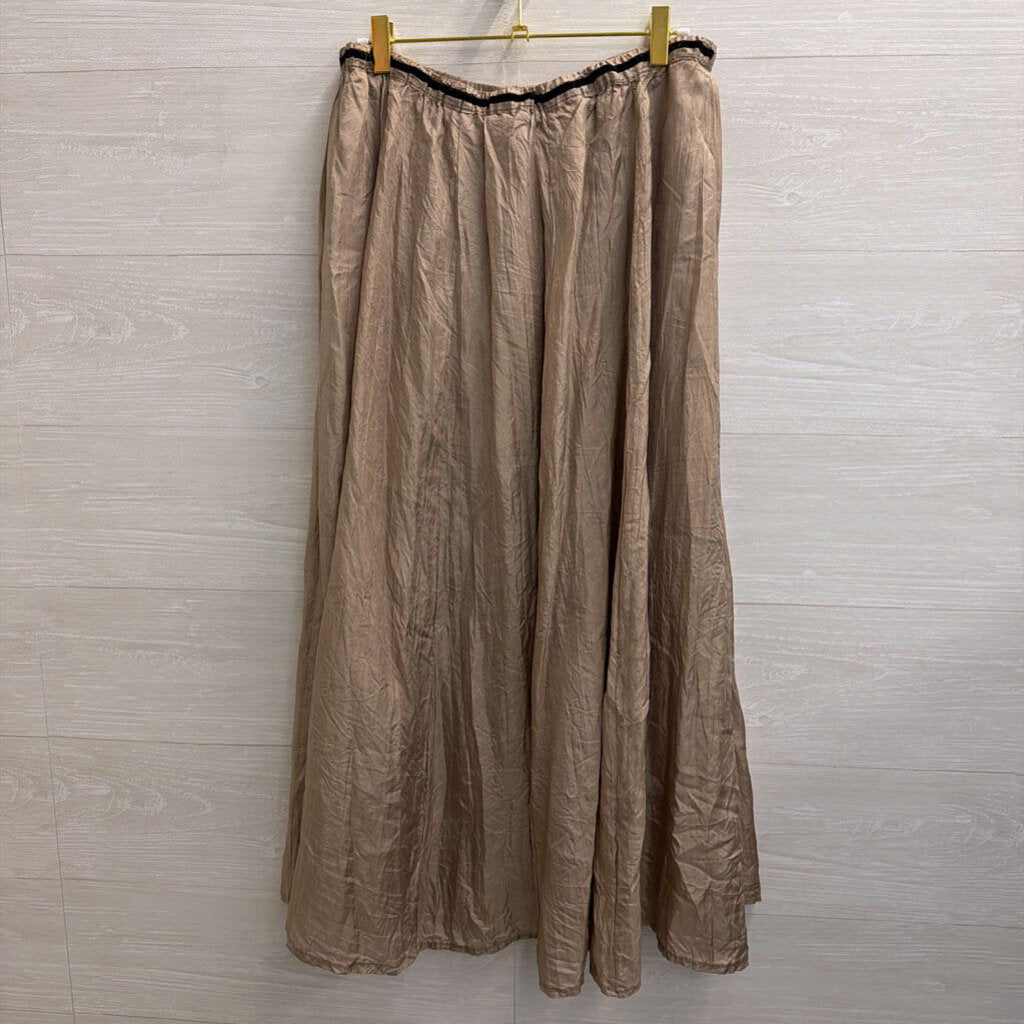 ZBD Design Brown 100% Silk Midi Skirt 14