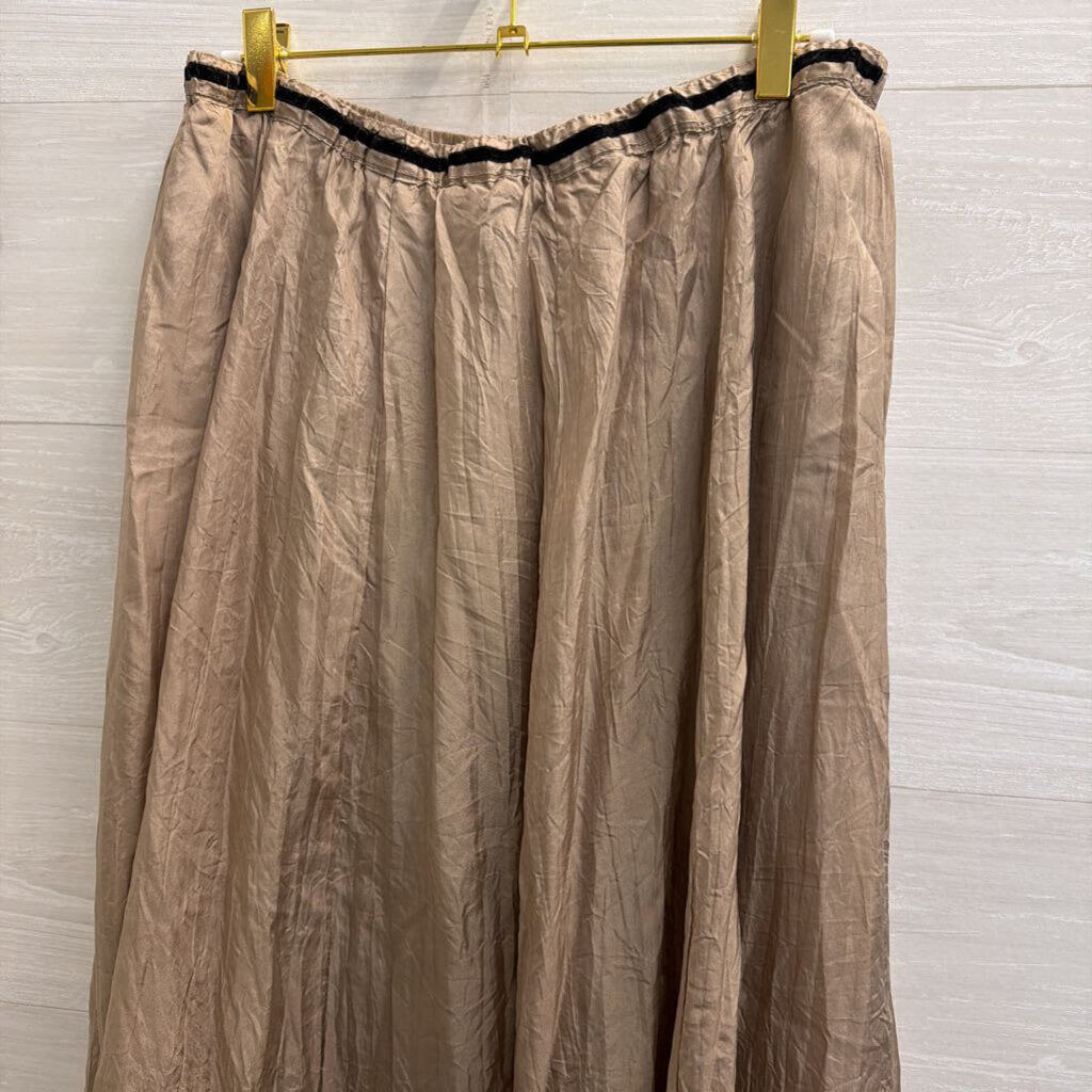 ZBD Design Brown 100% Silk Midi Skirt 14