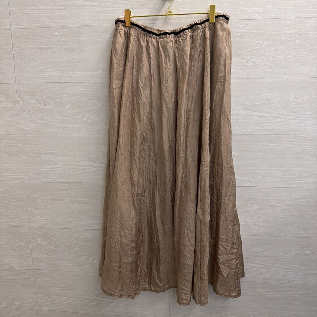 ZBD Design Brown 100% Silk Midi Skirt 14