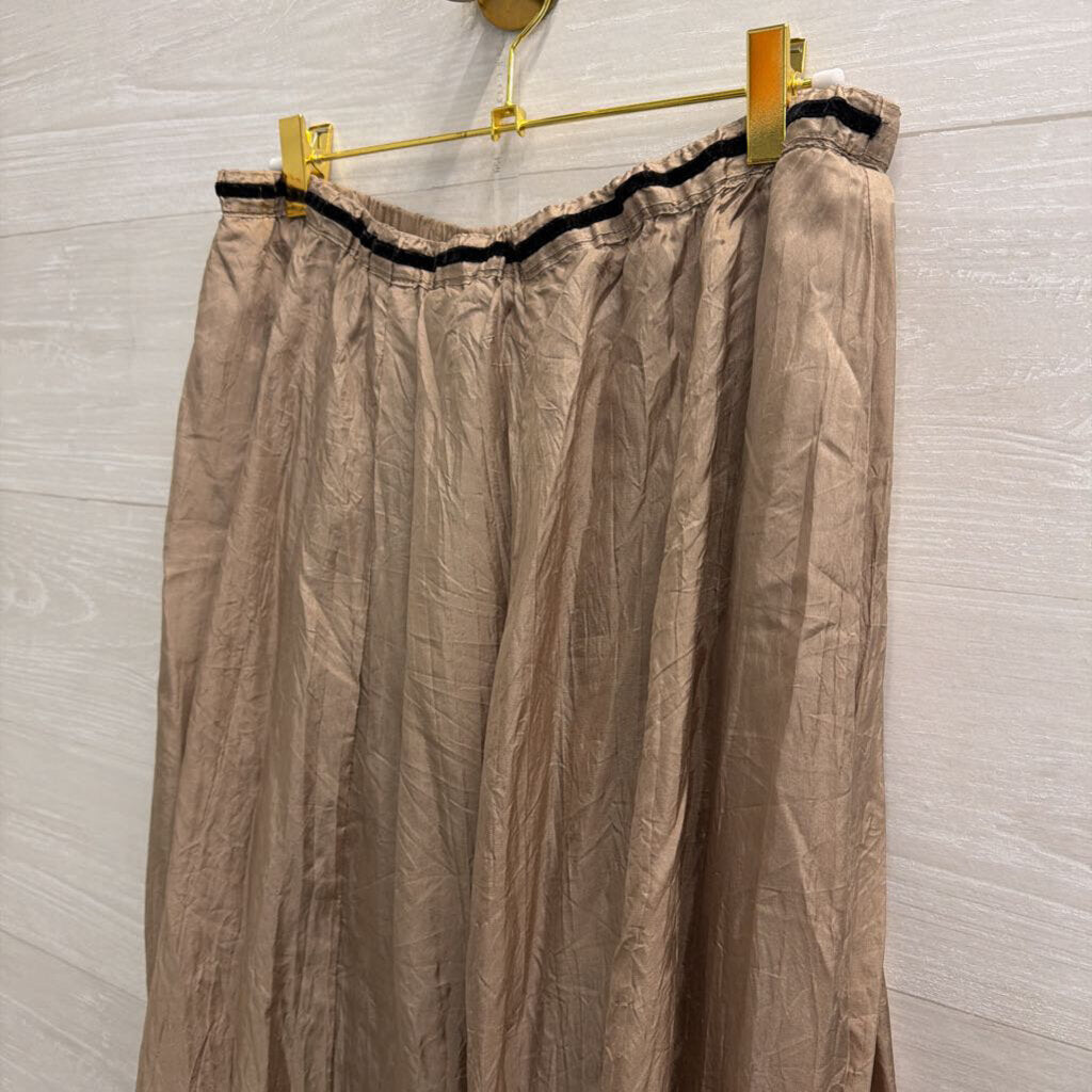 ZBD Design Brown 100% Silk Midi Skirt 14